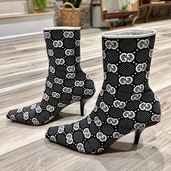 Gucci GG 75mm Knit Ankle Boots Size 7 - Picture 6 of 13